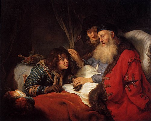 An Elderly Isaac Blessing Jacob by Govert Flinck
